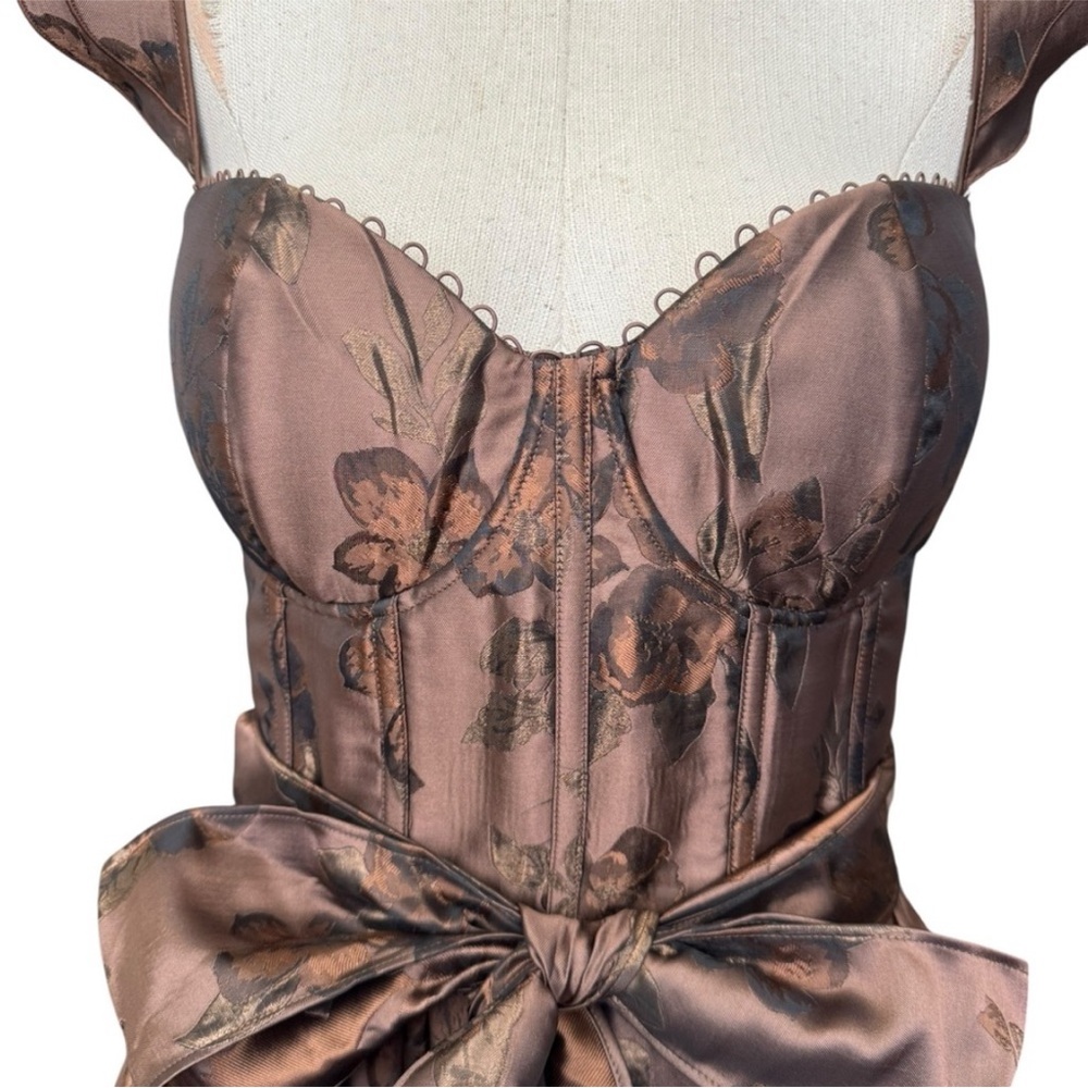 NWT V. Chapman The Vera Dress in Cocoa Baroque Floral Brown - Picture 7 of 17